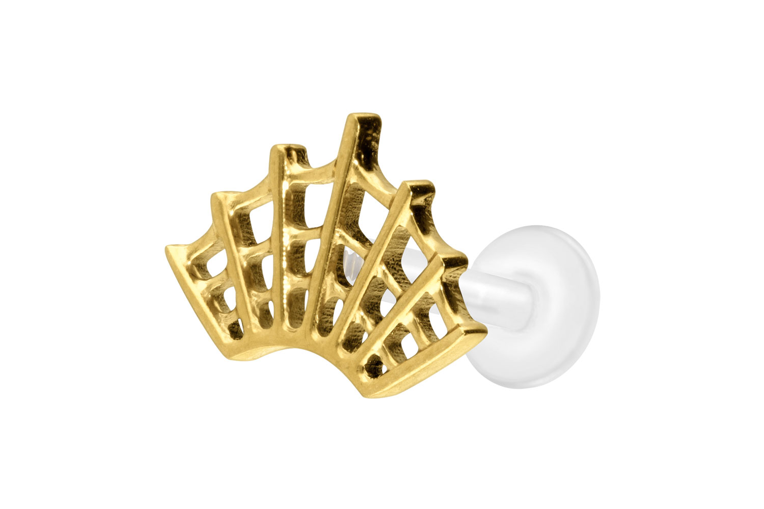 PTFE Labret Piercing mit Innengewinde + Titan-Aufsatz SPINNENNETZ